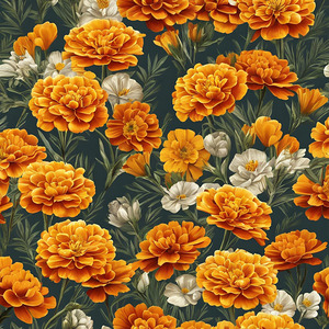 Vibrant orange and white floral pattern wall art
