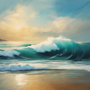Majestic ocean wave on a sunny beach wall art