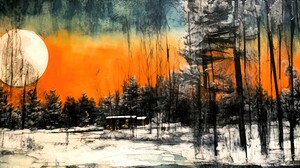 Winter Moon - December Landscape
