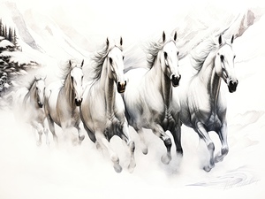 5 White Stallions