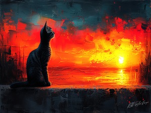 Cat In The Sunset