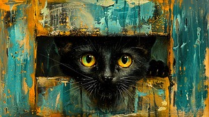 Cute Cat - Black Cat Peeking