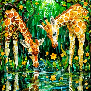 Giraffe Drinking Water - Giraffes Relative