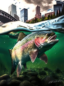 Rainbow Trout Breaking Surface
