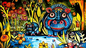 Serengeti Hippos- Batik Print Hippo