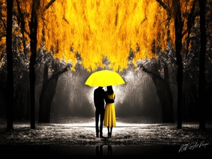 Yellow Umbrella Couple