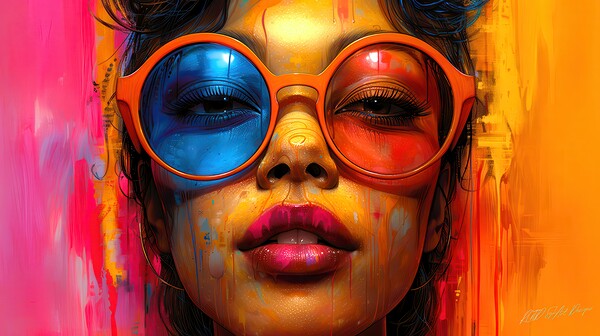 3D View- Girl Colorful Print