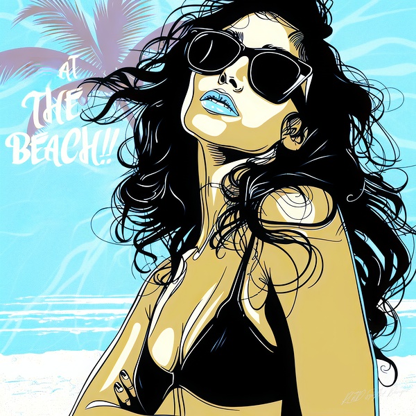 At The Beach Tanning Print