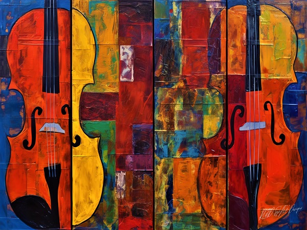 Bass Cello Abstract by SykArt Designs