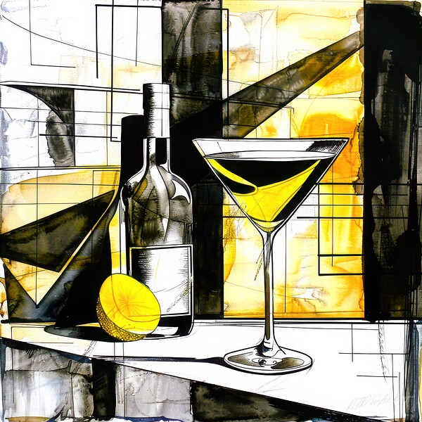 Cocktails Using Tequila - Martini Drink Kitchen Wall Art by SykArt Designs