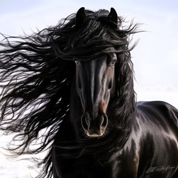 Friesian Black Horse - Mane Attraction Print