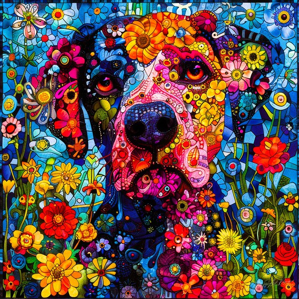 Puppy Loved - Flower Dog Print