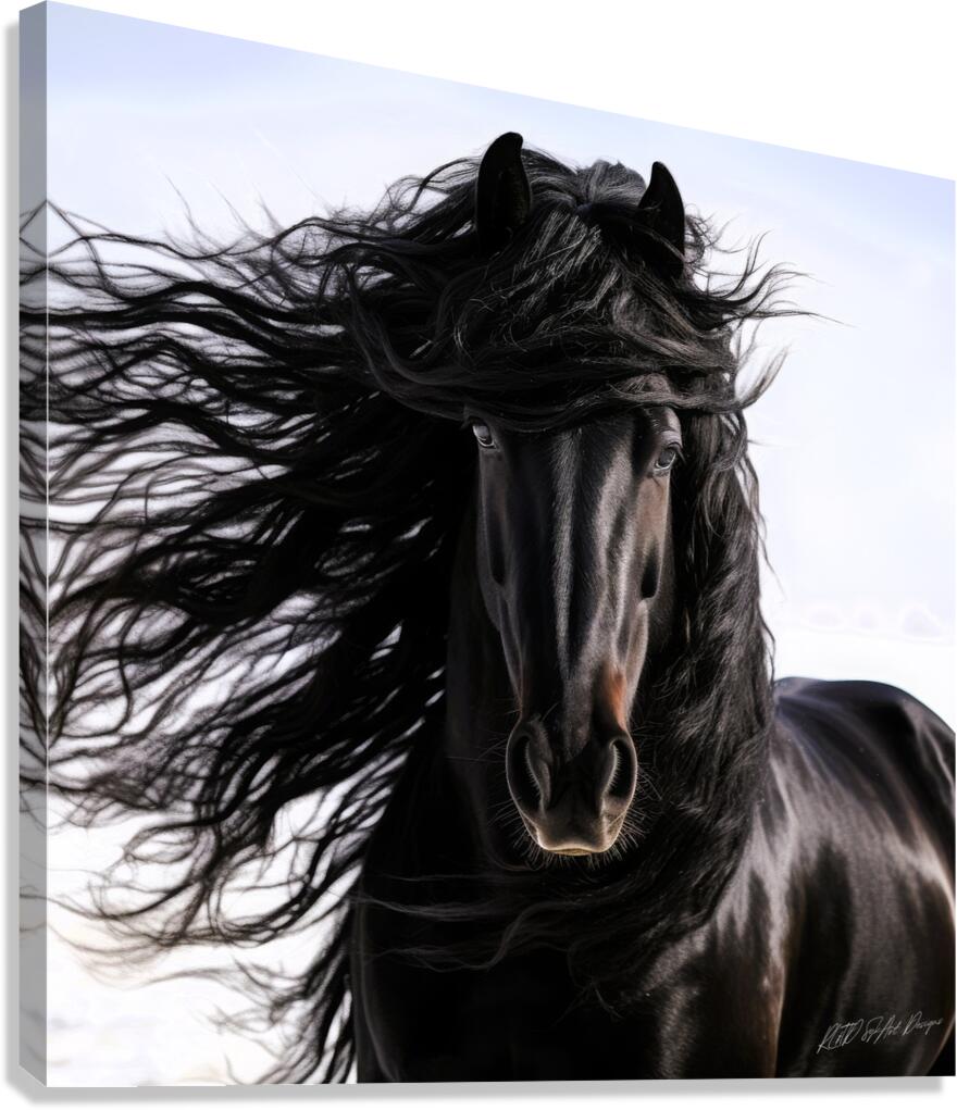 Friesian Black Horse - Mane Attraction Canvas Print