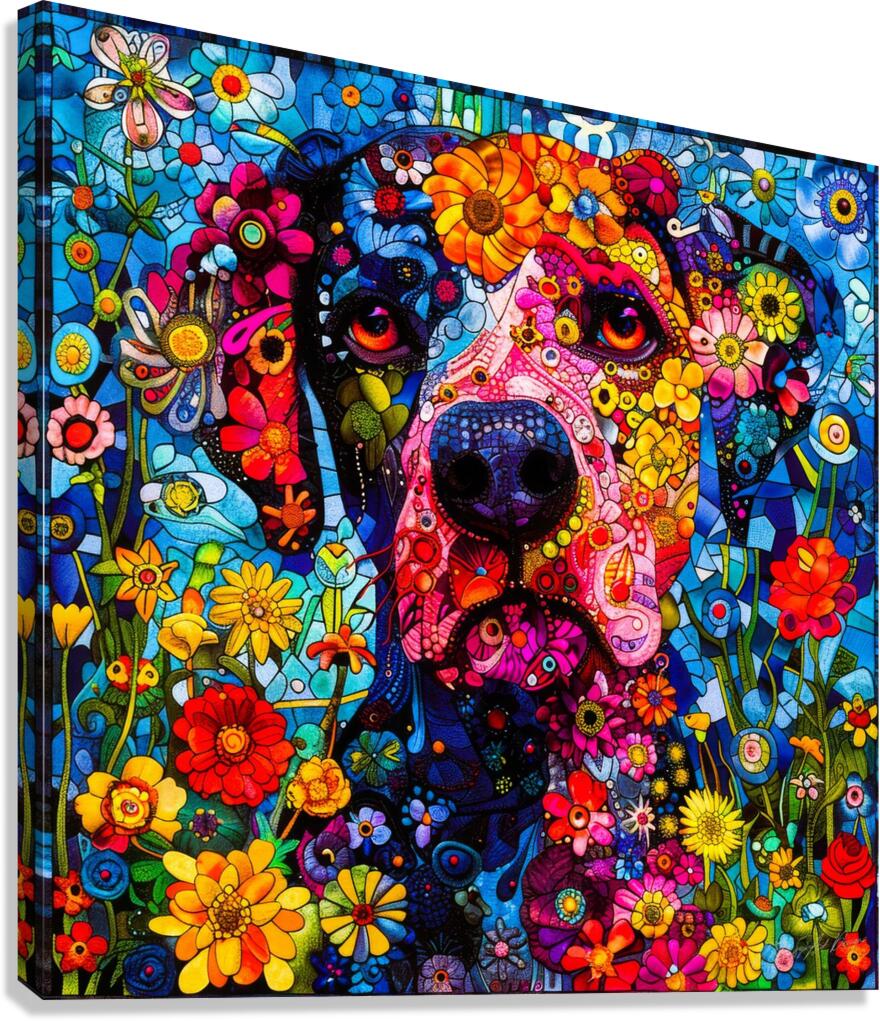 Puppy Loved - Flower Dog Canvas Print