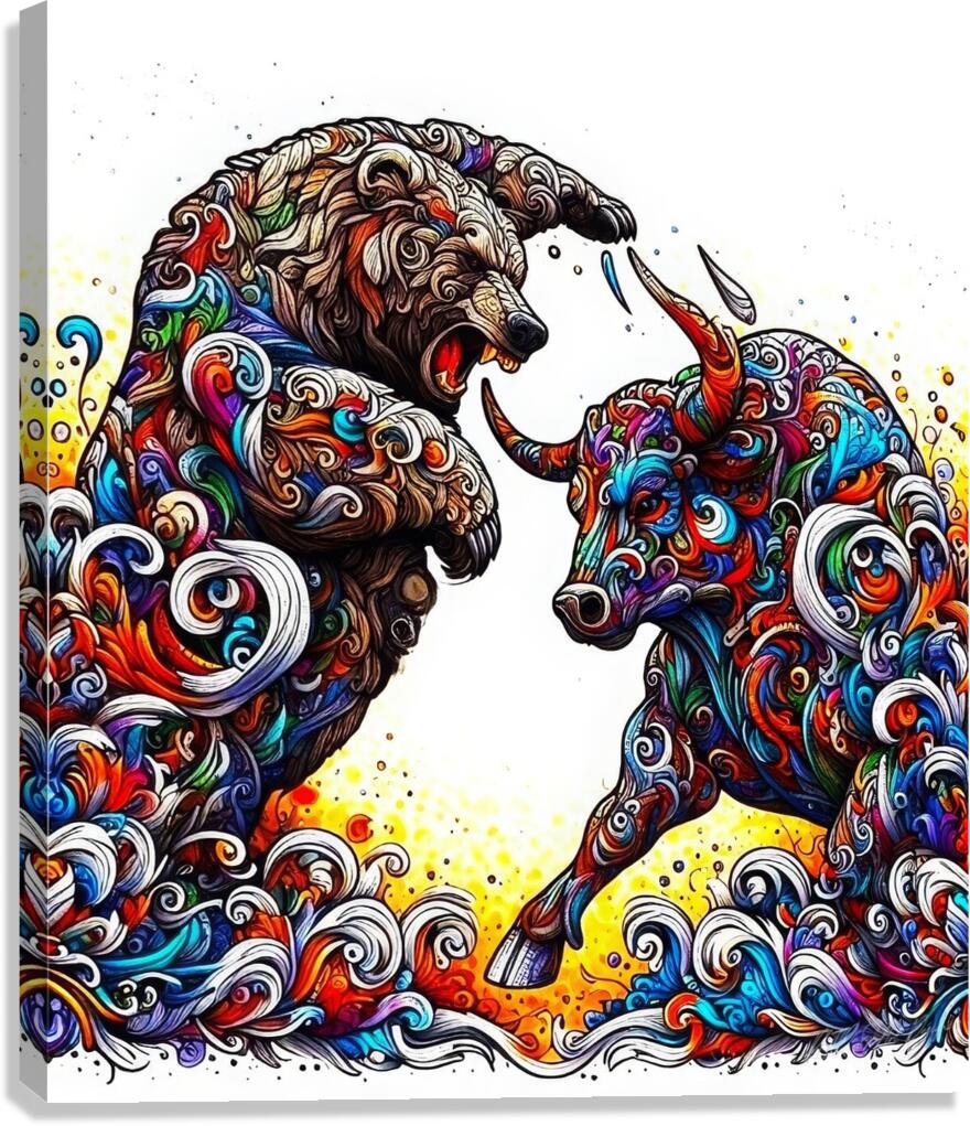 Bears And Bulls Canvas Print
