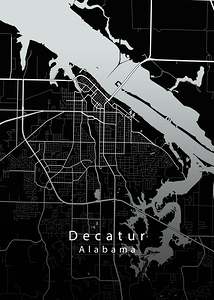 Decatur Alabama City Map black