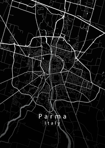 Parma Italy City Map black