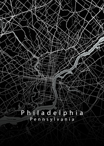 Philadelphia Pennsylvania City Map black