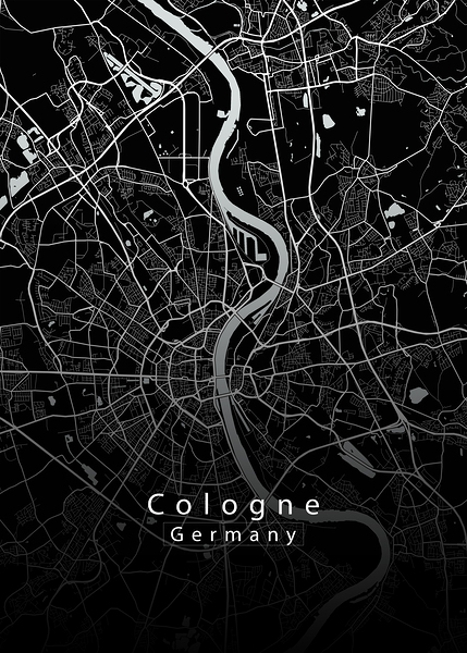 Cologne Germany City Map black by Mapique