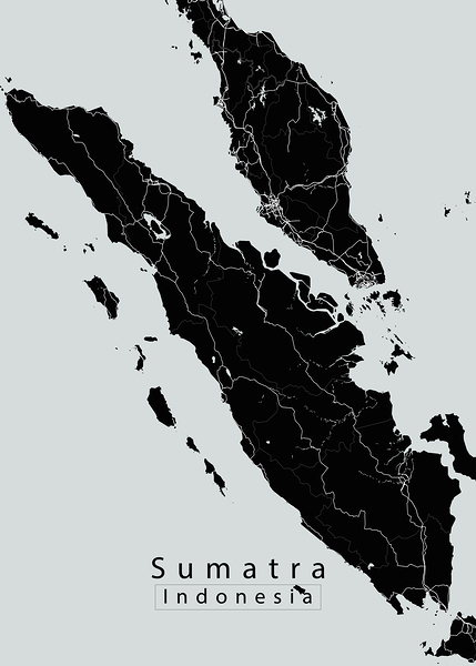 Sumatra Indoensia Island Map black by Mapique