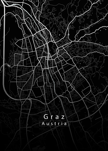 Graz Austria City Map black by Mapique