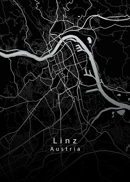 Linz Austria City Map black by Mapique