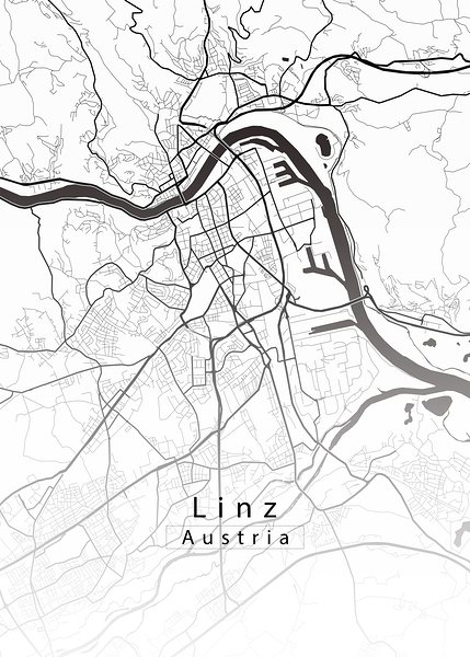 Linz Austria City Map white by Mapique