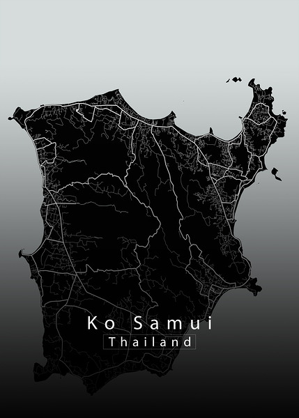 Ko Samui Thailand Island Map black by Mapique