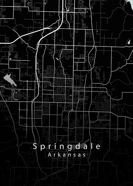 Springdale Arkansas City Map black by Mapique