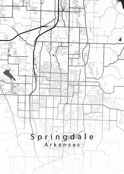 Springdale Arkansas City Map white by Mapique