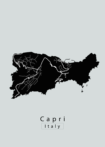 Capri Italy Island Map black by Mapique