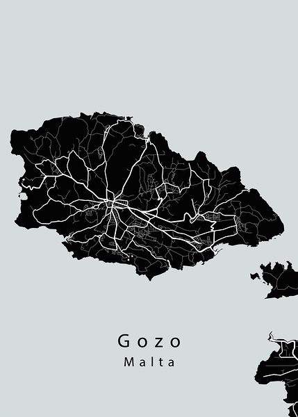 Gozo Malta Island Map black by Mapique