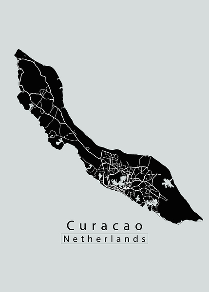 Curacao Netherlands Island Map black by Mapique