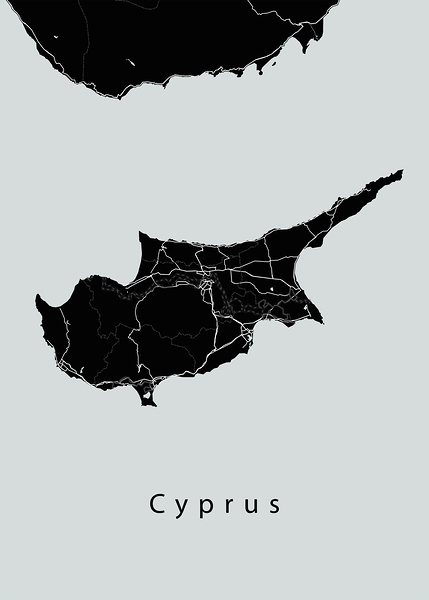 Cyprus Island Map black by Mapique