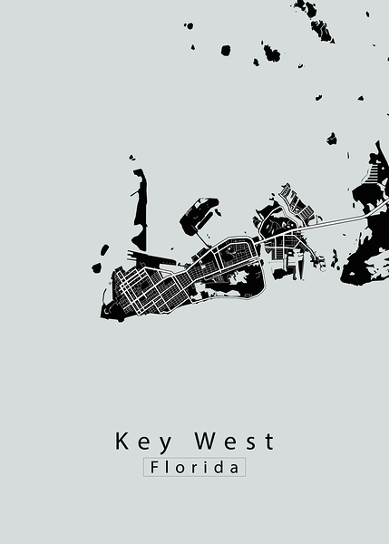 Key West Florida Island Map black by Mapique