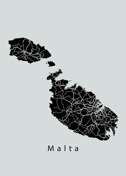 Malta Island Map black by Mapique