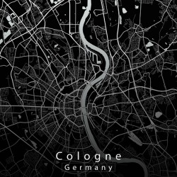 Cologne Germany City Map black