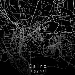Cairo Egypt City Map black