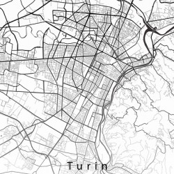 Turin Italy City Map white