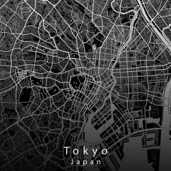 Tokyo Japan City Map black