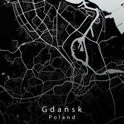 Gdansk Poland City Map black