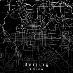 Beijing China City Map black