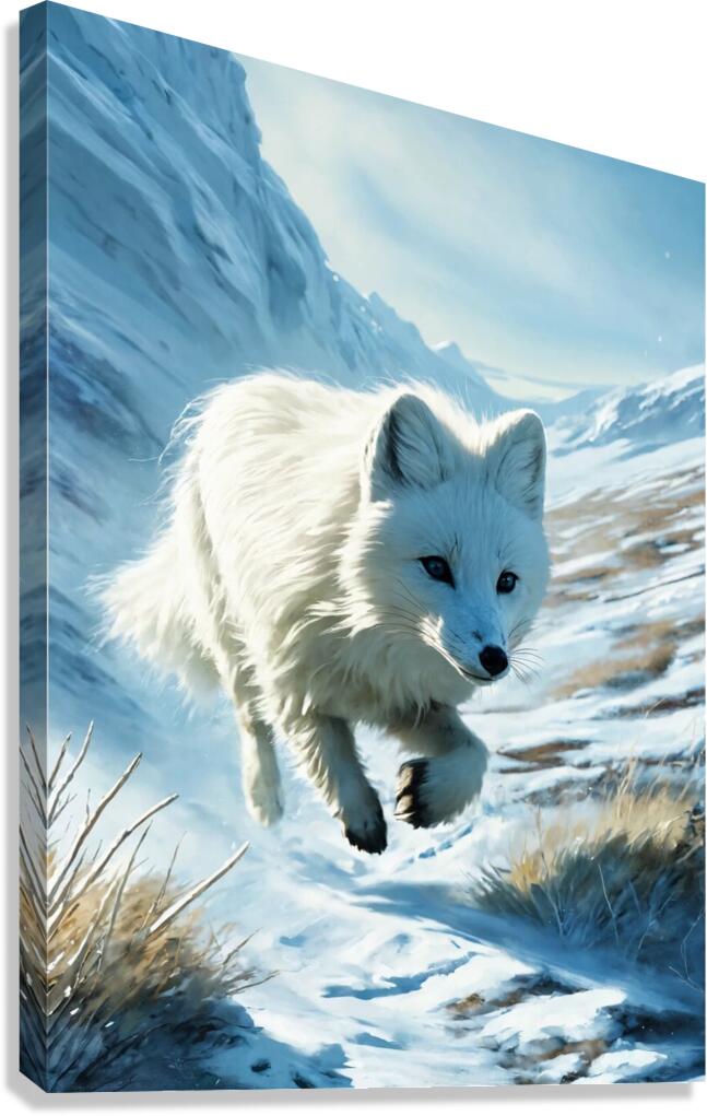 An illustration of an arctic fox with white fur  Canvas Print