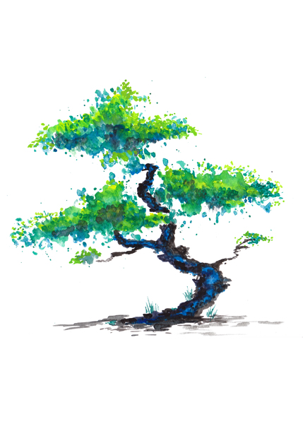 Blue Bonsai Print