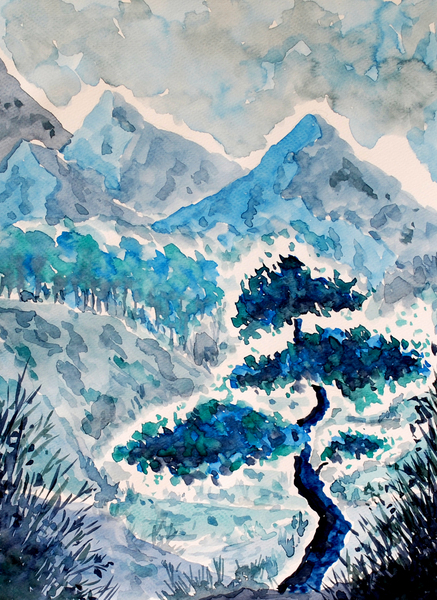 Blue Meadows and Mountains by Sebastian Grafmann