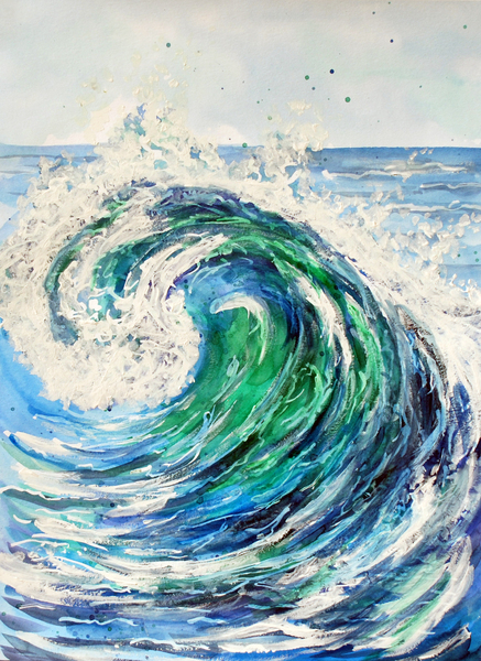 Blue Ocean Wave Print