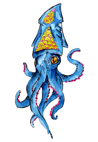 Blue Squid by Sebastian Grafmann
