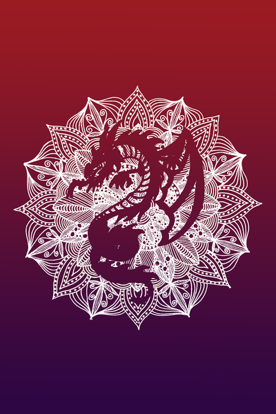 Mandala Circle Dragon Print