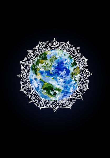 Planet Earth Mandala Print