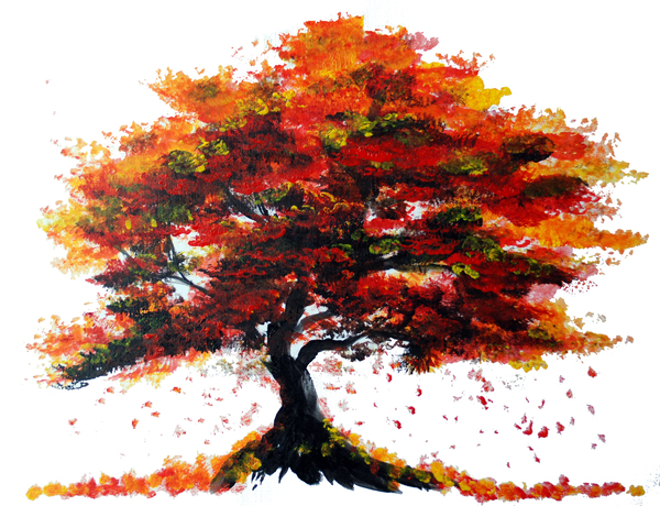 Red Autumn Tree Print